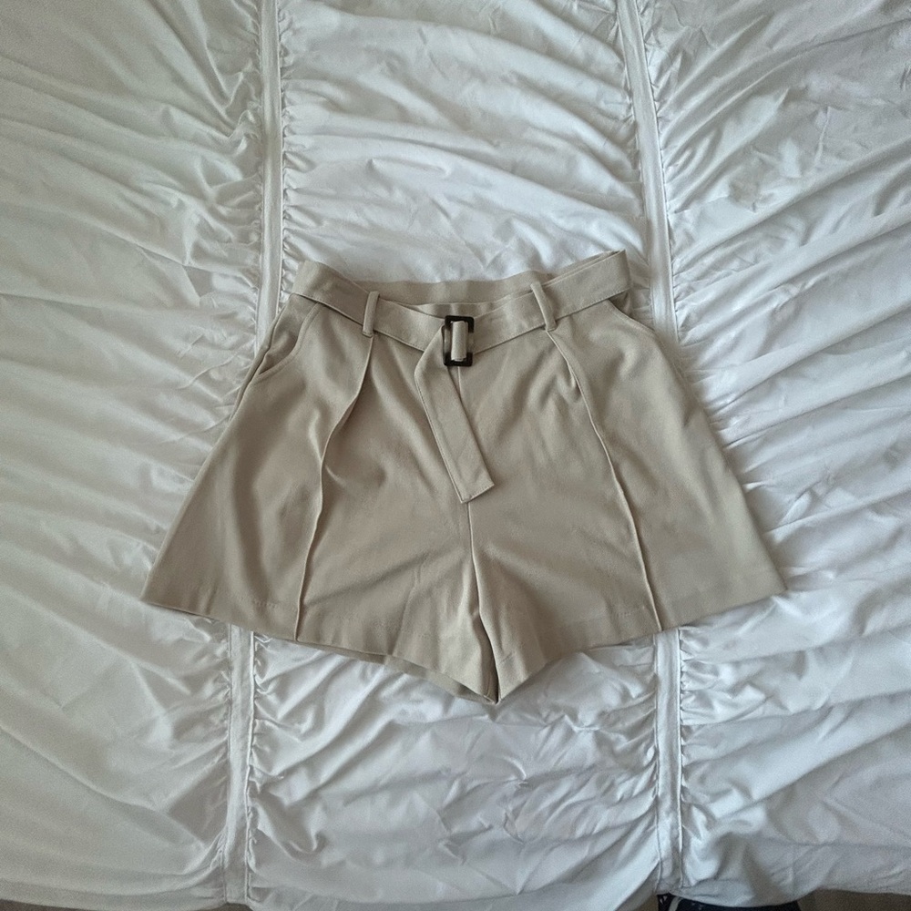 H&M Tan High Waist Shorts with Belt